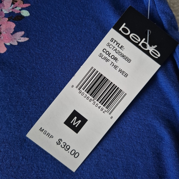 Bebe Blue Graphic T-Shirt, size M - Picture 6 of 10